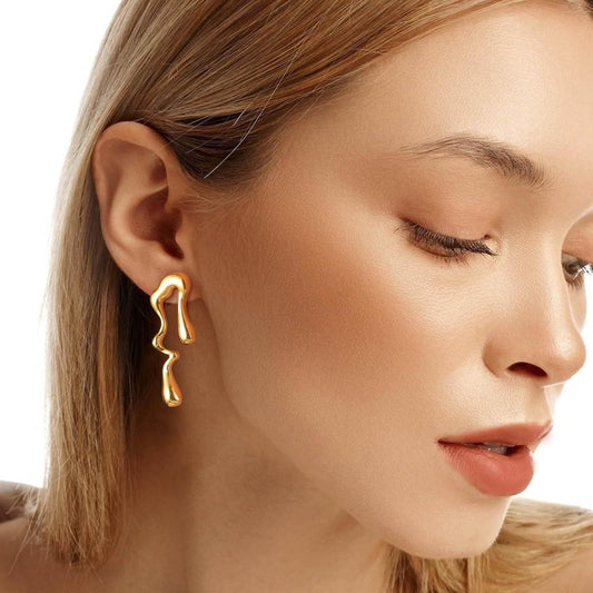 Asymmetrical Honey Drop Earrings